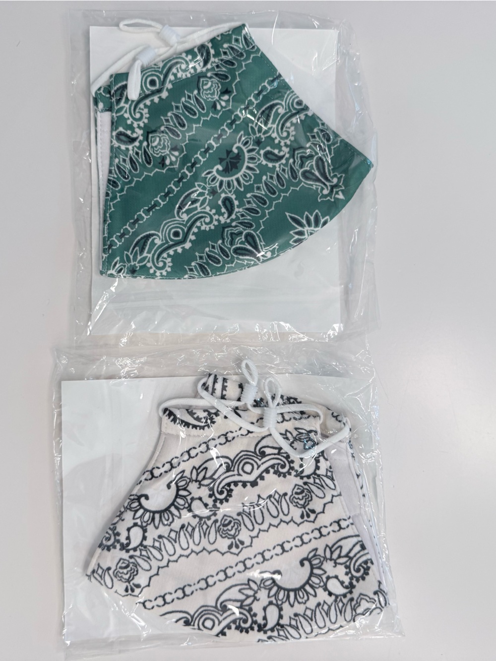 Tory Burch Printed Bandana Face Masks - Green & White Set